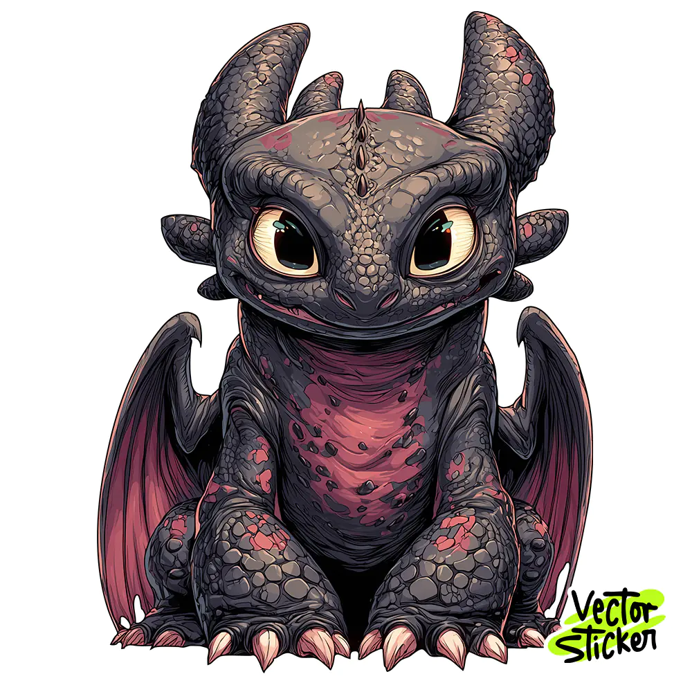 Chibi Toothless Dragon Sticker Design – Cute Front View | VectorSticker Free PNG Download