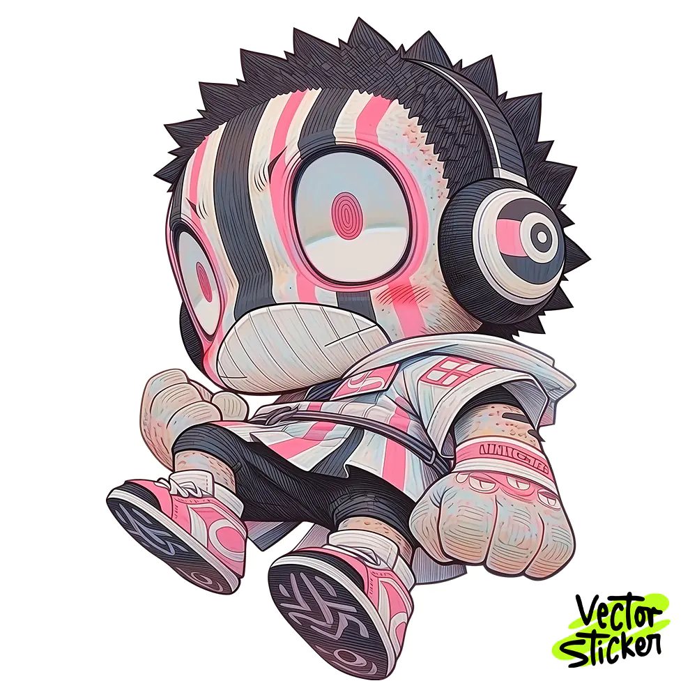 Chibi Sumo Fighter Headphones Sticker Design – Animecore | VectorSticker Free PNG Download