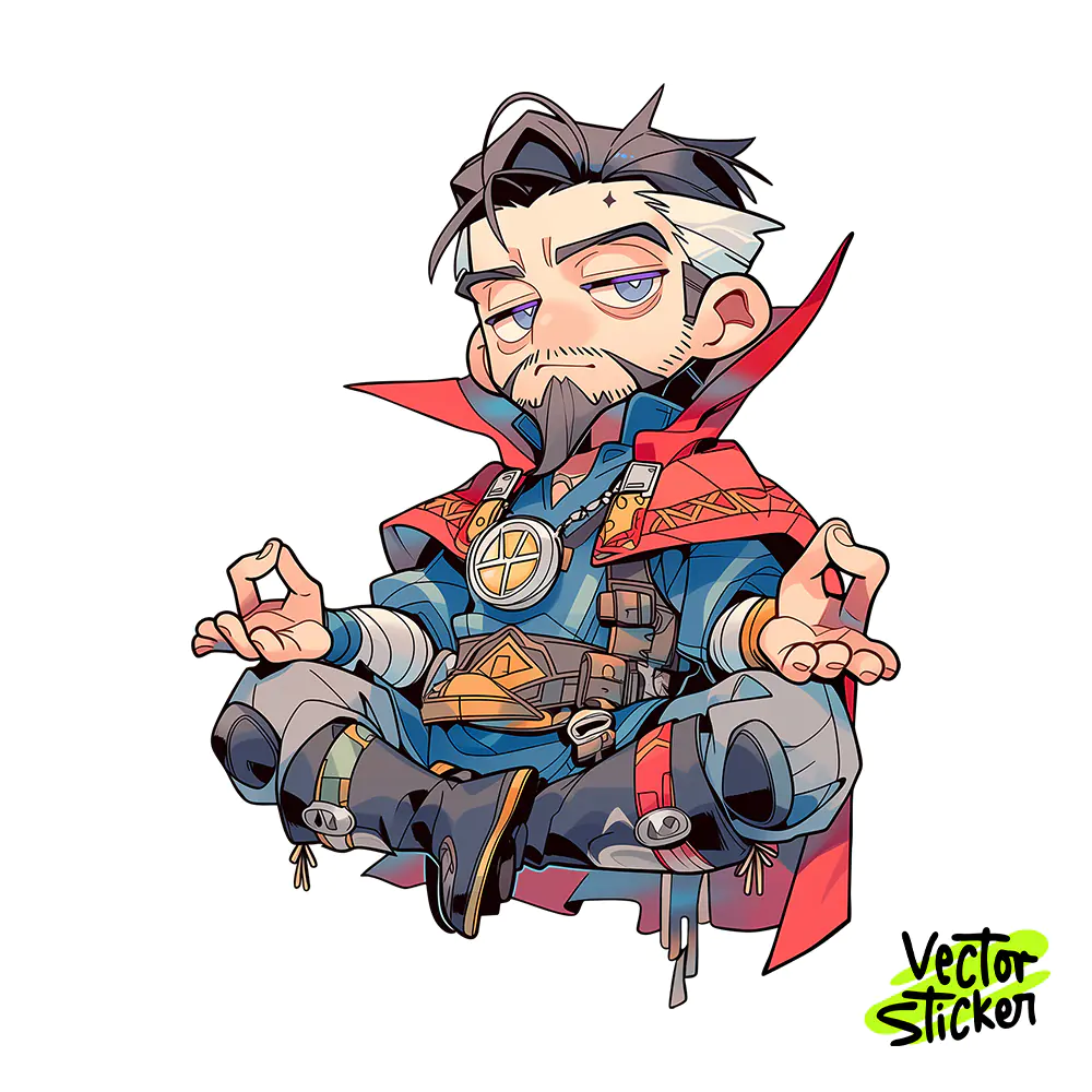 Mystic Mage Superhero Sticker Design – Animecore | VectorSticker Free PNG Download