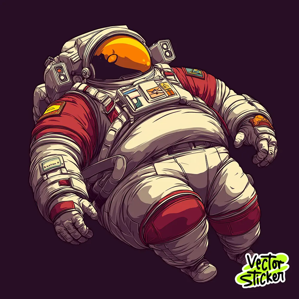 Floating Fat Astronaut Sticker