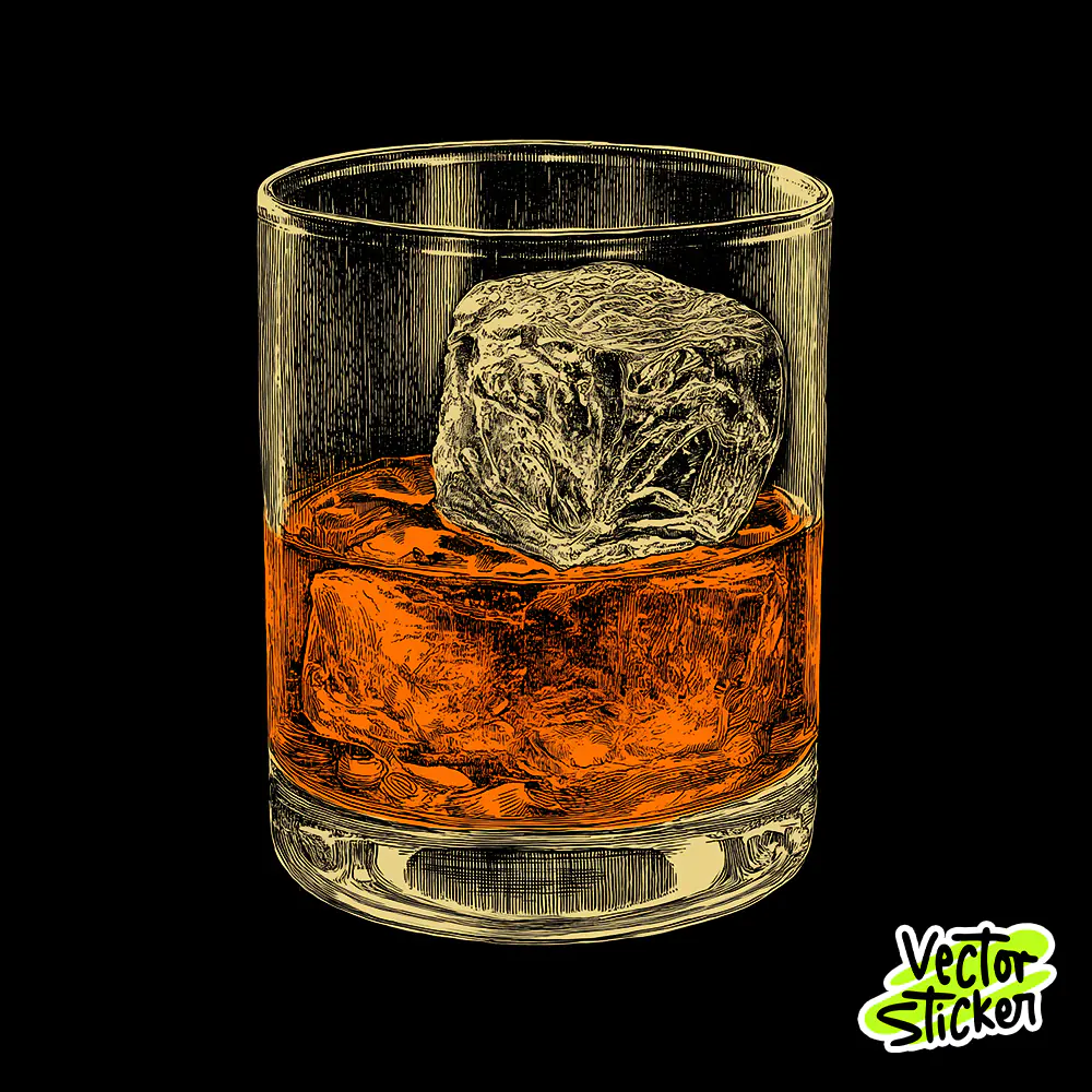 Bourbon Whiskey Glass Tshirt Design – Vintage Vibe | VectorSticker Free PNG Download
