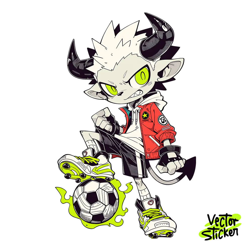 Soccer Demon Boy Sticker Design – Streetwear Vibe | VectorSticker Free PNG Download
