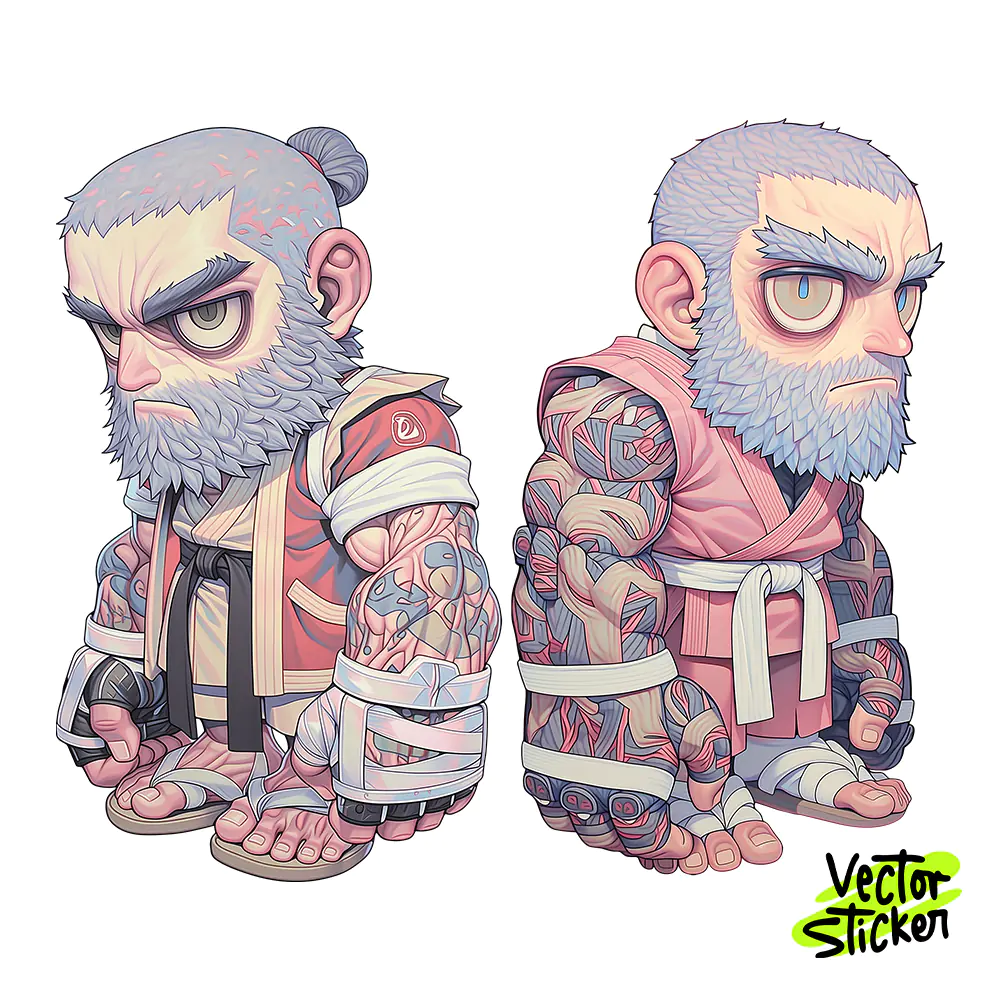 Chibi Tattooed Karate Master Sticker Design – Streetwear Vibe | Free PNG Download