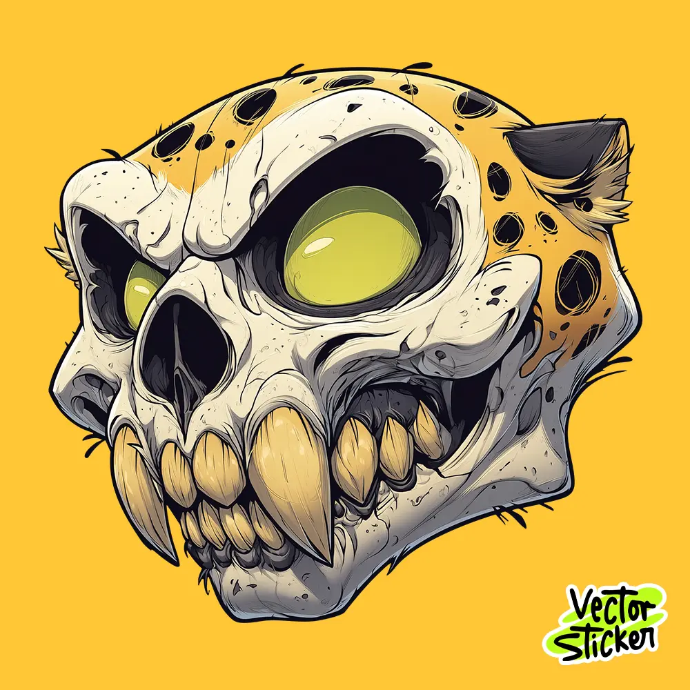 Cheetah Skull Cartoon Sticker