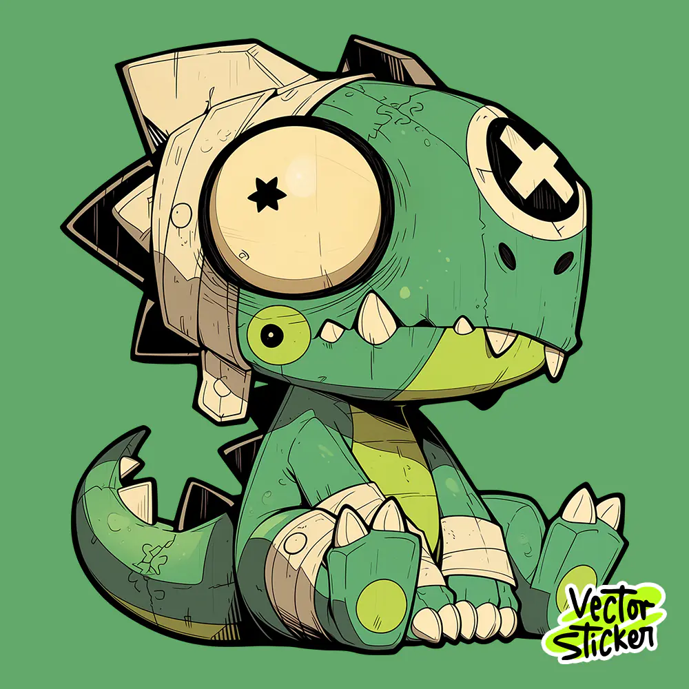 Chibi Dinosaur Cyclops Sticker Design – Cute Kaiju | VectorSticker Free PNG Download