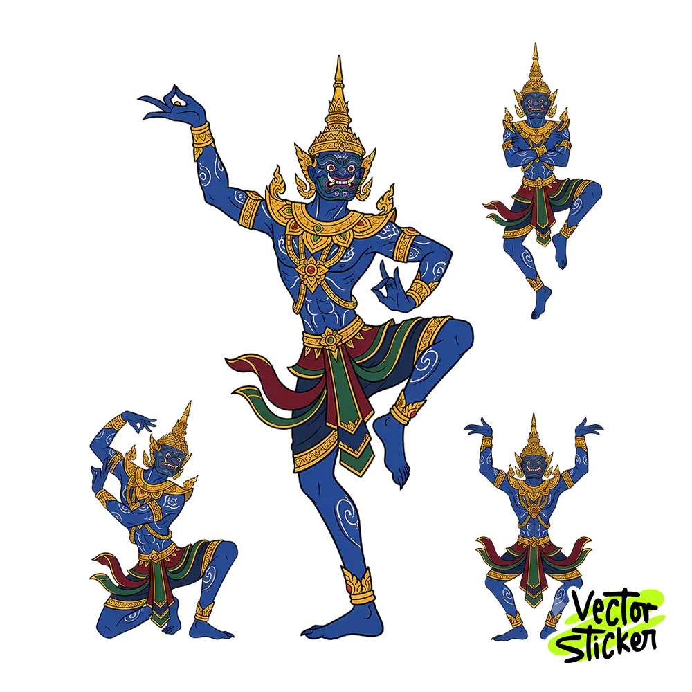 Burmese Giant Belu Sticker Design – Traditional Folk Dance Vibe | VectorSticker Free PNG Download