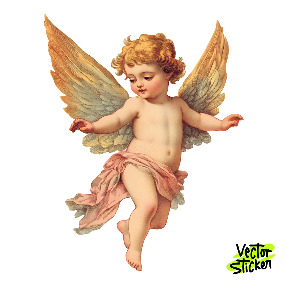 Cherub Angel Tshirt Design – Cute Vintage Renaissance | VectorSticker Free PNG Download