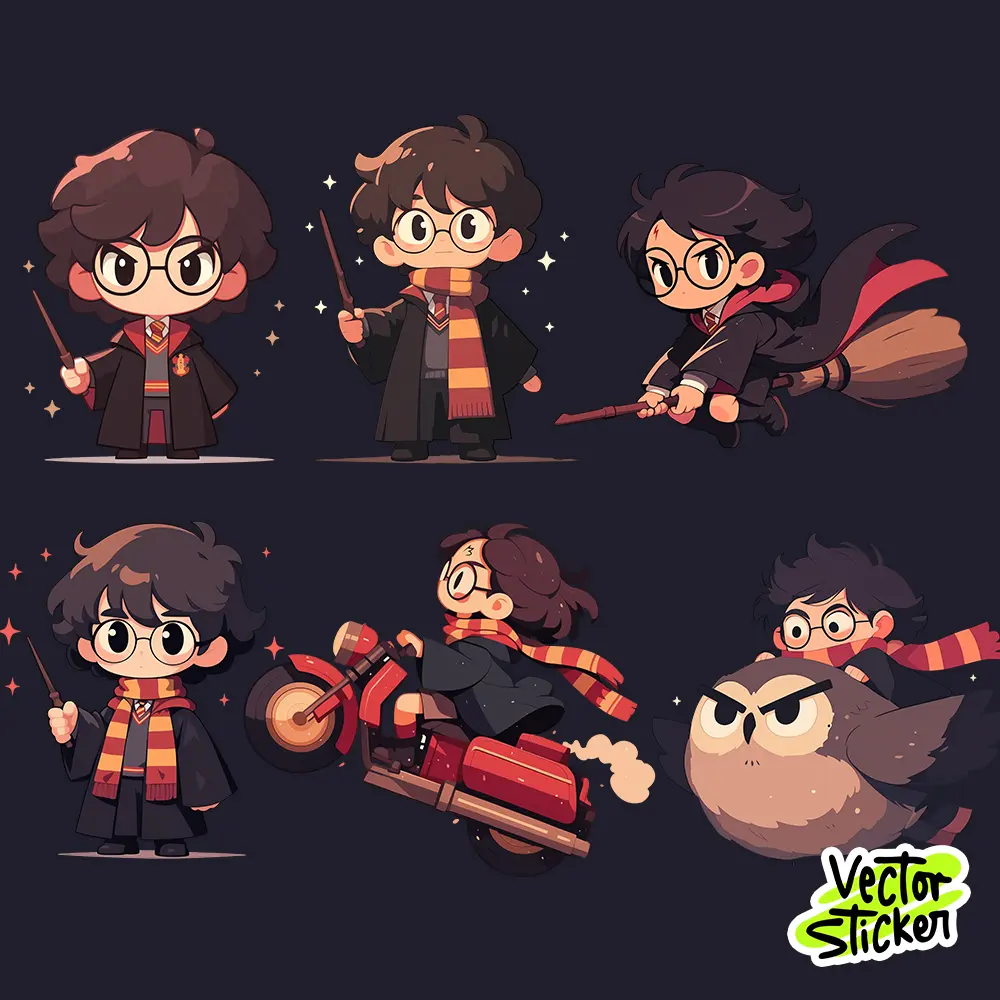 Cute Baby Harry Potter Sticker Pack in Different Poses