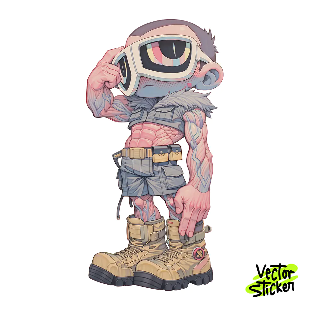 Chibi Single Eye Mutant Hero Sticker Design – Streetwear Vibe | Free PNG Download