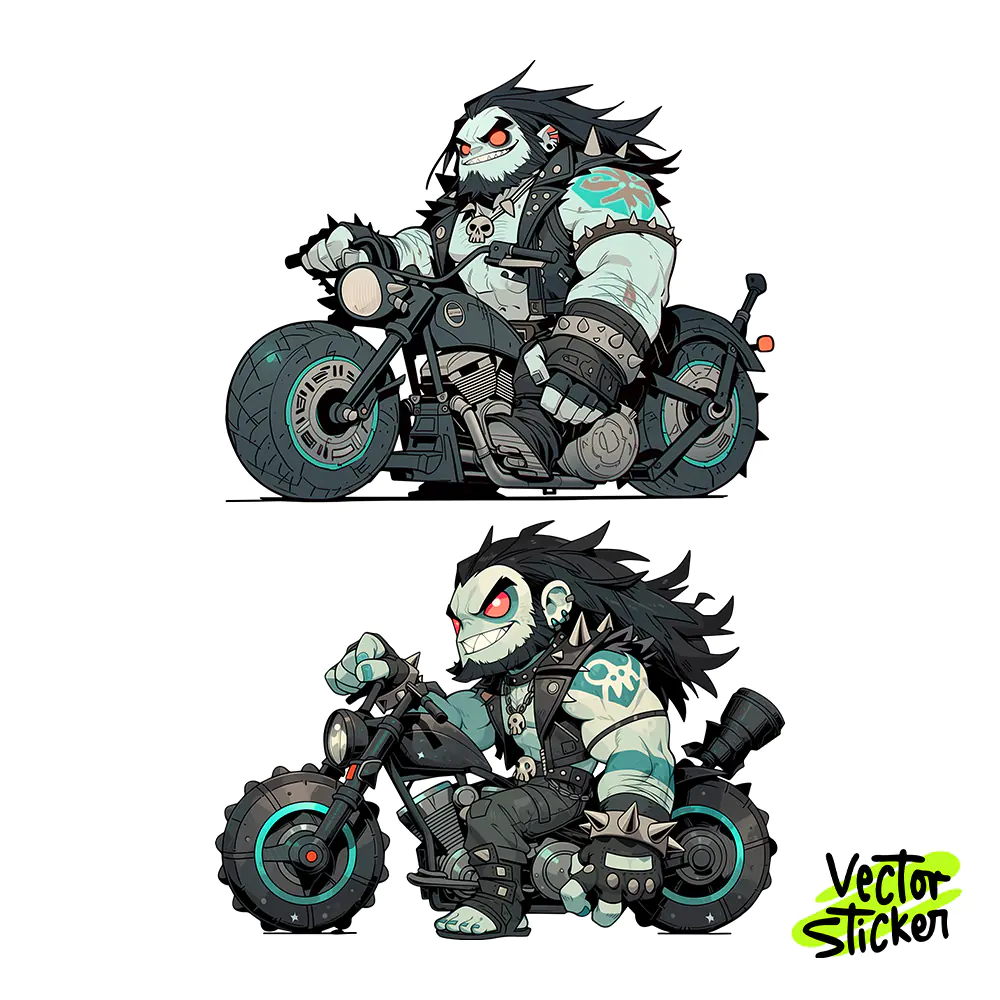 Lobo Bounty Hunter Biker Sticker Design – Streetwear Vibe | VectorSticker Free PNG Download