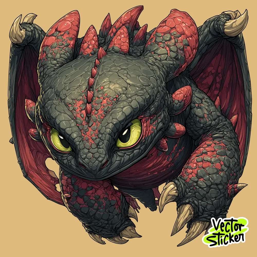 Flying Toothless Sticker – Cartoon Style with Scaled Detail