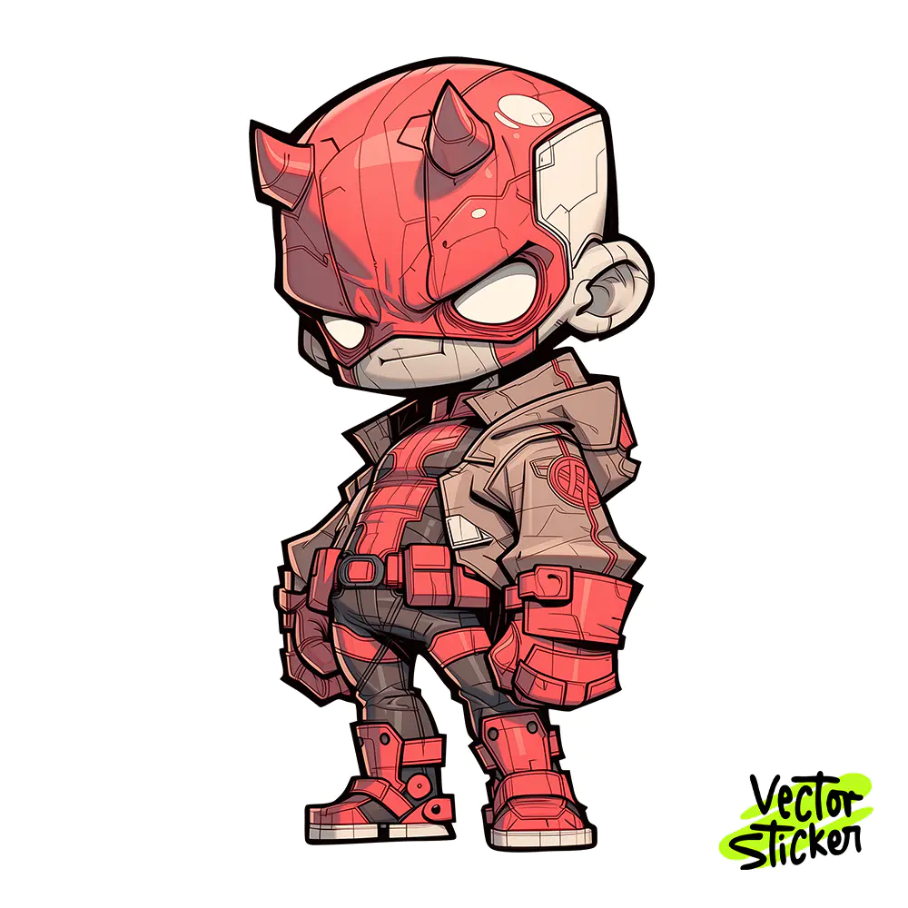 Chibi Masked Vigilante Sticker Design – Techwear Vibe | VectorSticker Free PNG Download