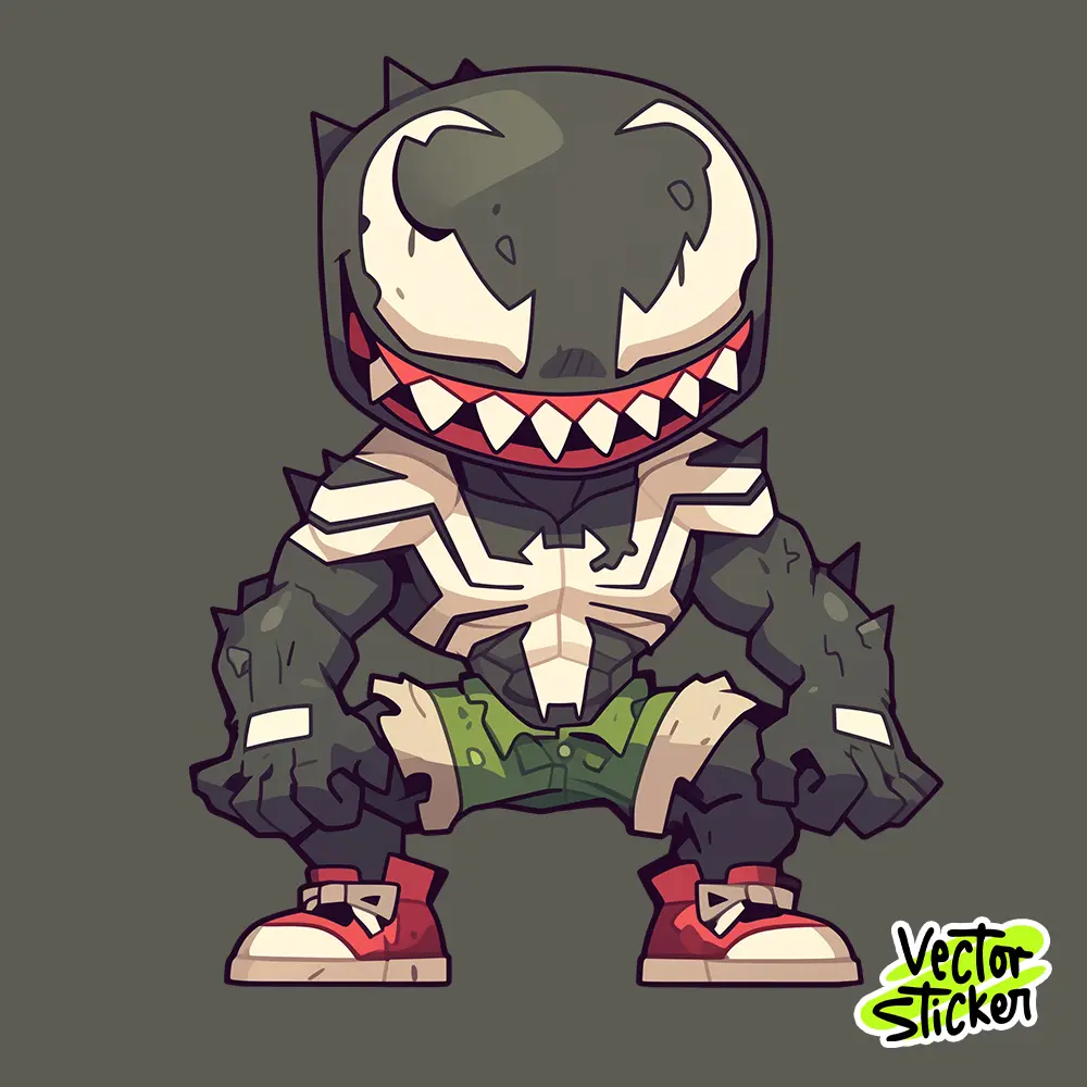 Chibi Cute Venom in Sneakers PNG Sticker