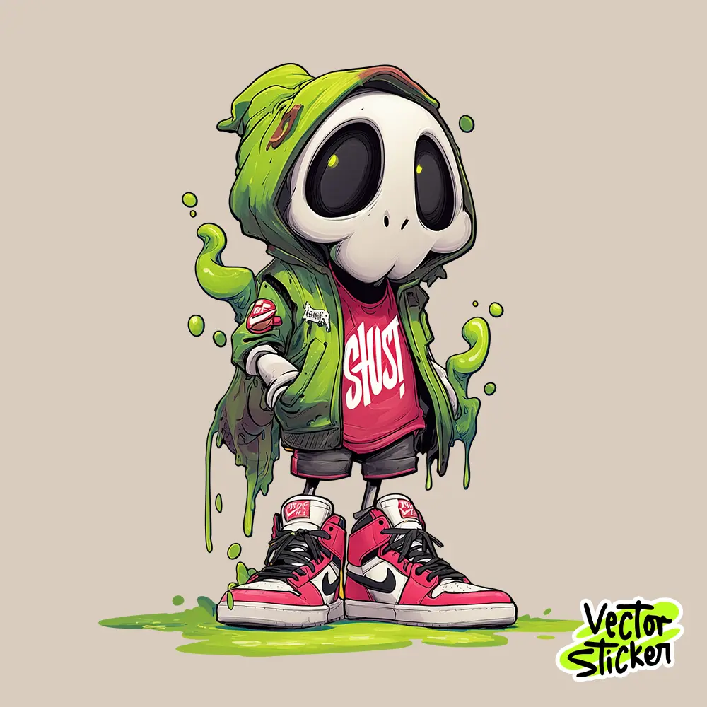 Ghost Streetwear Cartoon Sticker Design