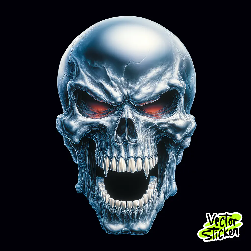 Screaming Vampire Skull Tshirt Design – Gothic Horror Style | VectorSticker Free PNG Download