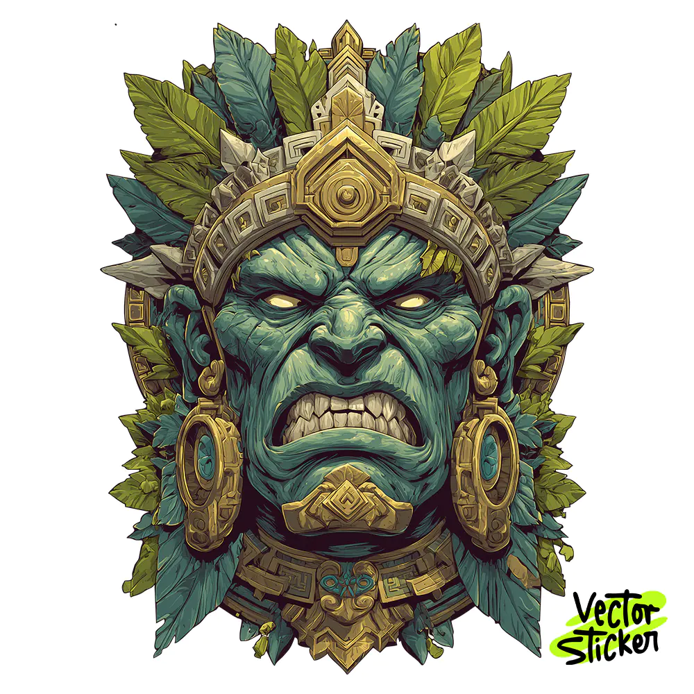 Mayan Goddess Mask Tshirt Design – Tribal Stone Vibe | VectorSticker Free PNG Download