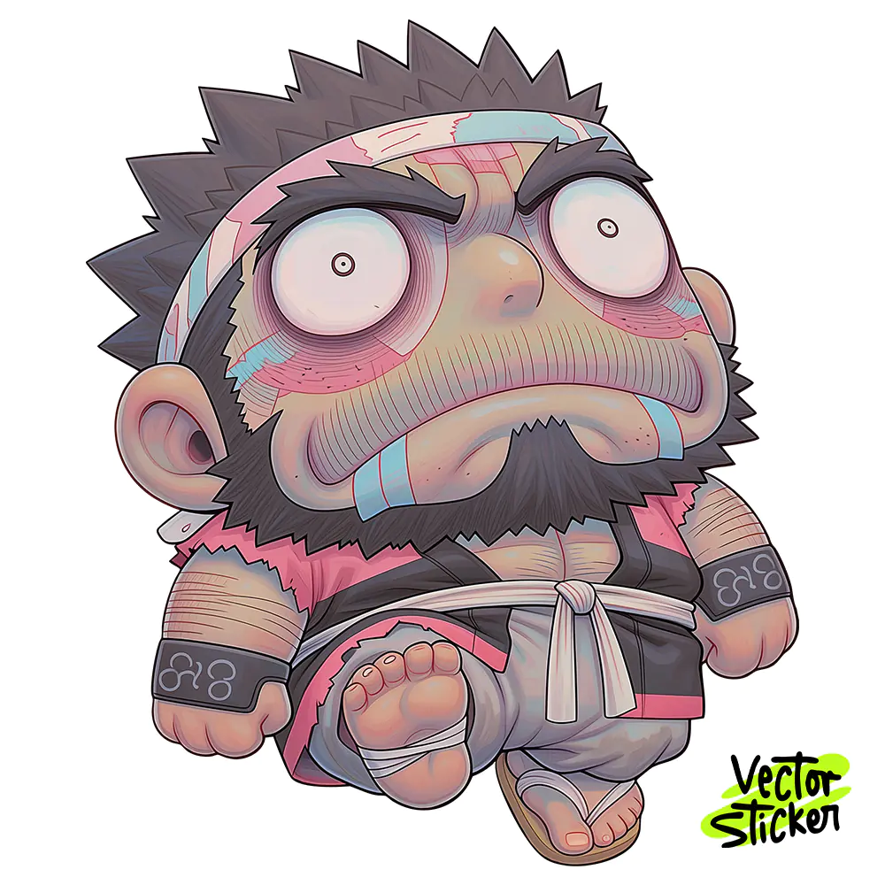 Chibi Sumo Fighter Stomp Sticker Design – Chibi Style | VectorSticker Free PNG Download