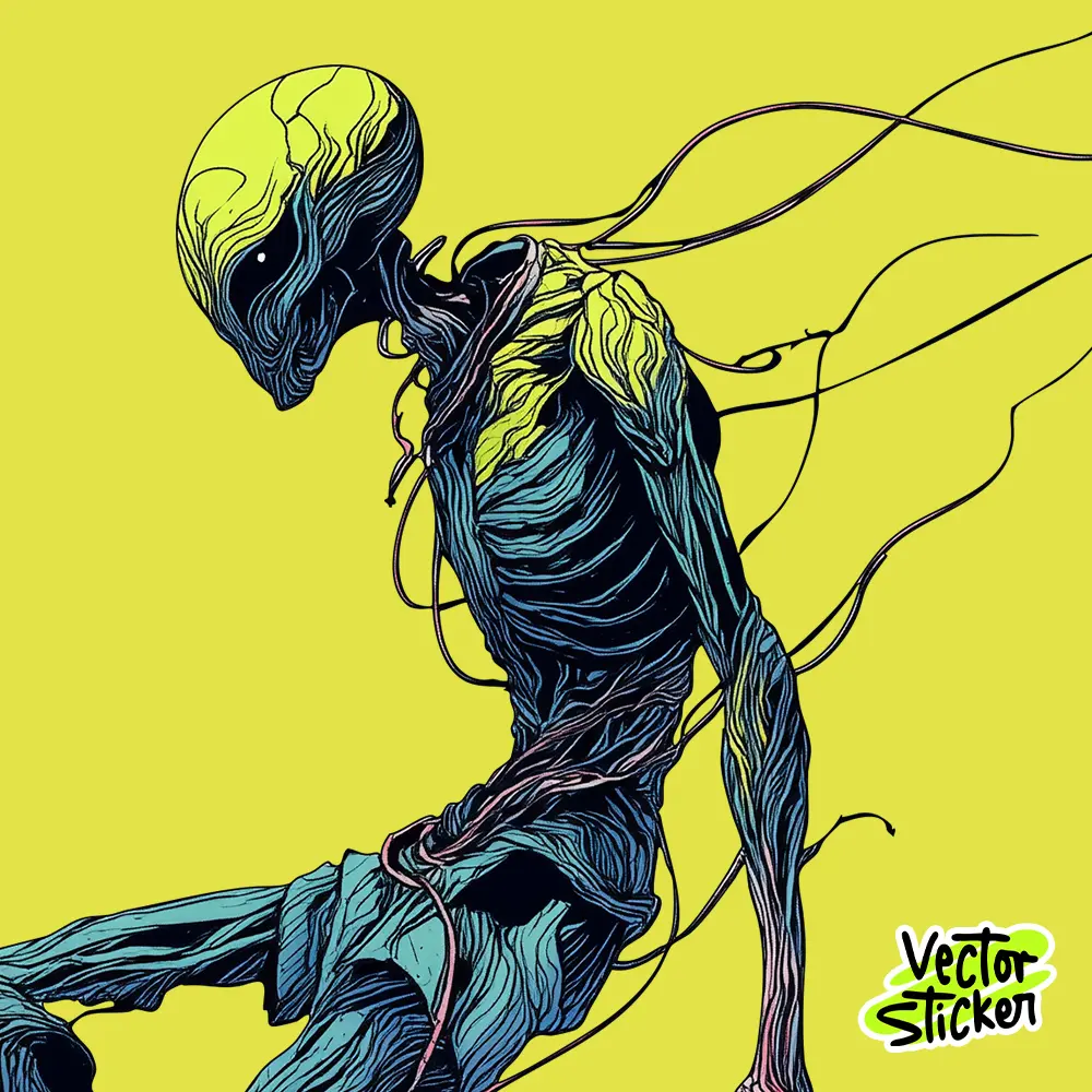 Alien Illustration Sticker Design
