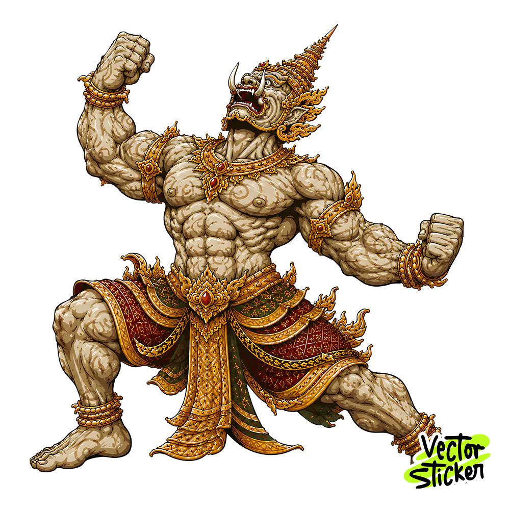 Burmese Ancient Giant Belu Sticker Design – Traditional Vibe | VectorSticker Free PNG Download