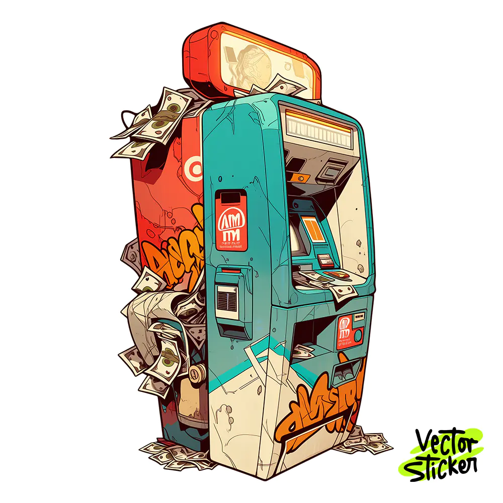 Graffiti ATM Cash Machine Sticker Design – Street Art | VectorSticker Free PNG Download