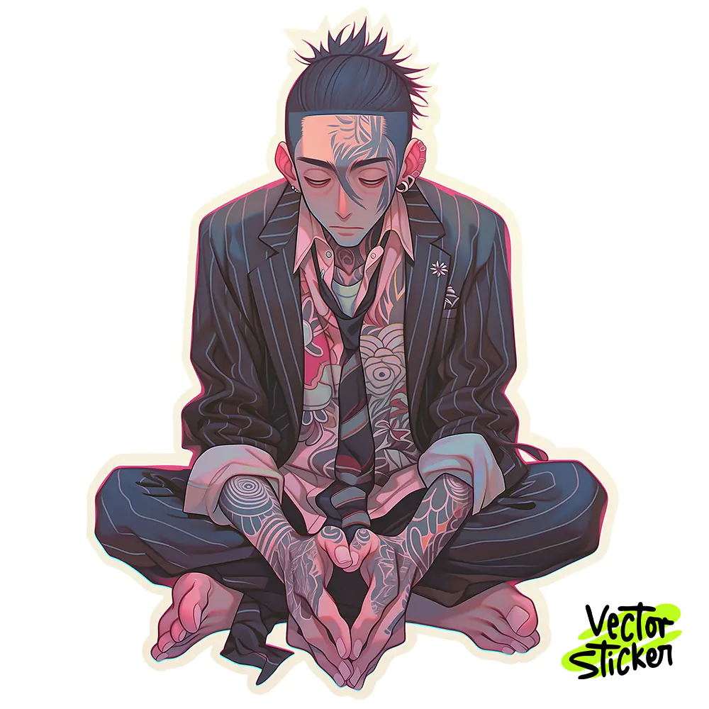 Yakuza Man Sticker Design – Streetwear Tattoo Vibe | VectorSticker Free PNG Download
