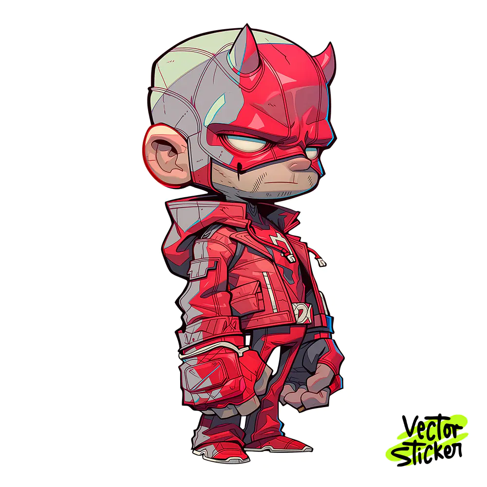 Chibi Horned Vigilante Sticker Design – Techwear Vibe | VectorSticker Free PNG Download
