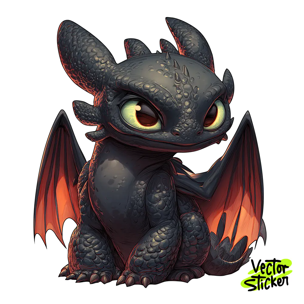 Chibi Toothless Dragon Sticker Design – Cute Sitting Pose | VectorSticker Free PNG Download