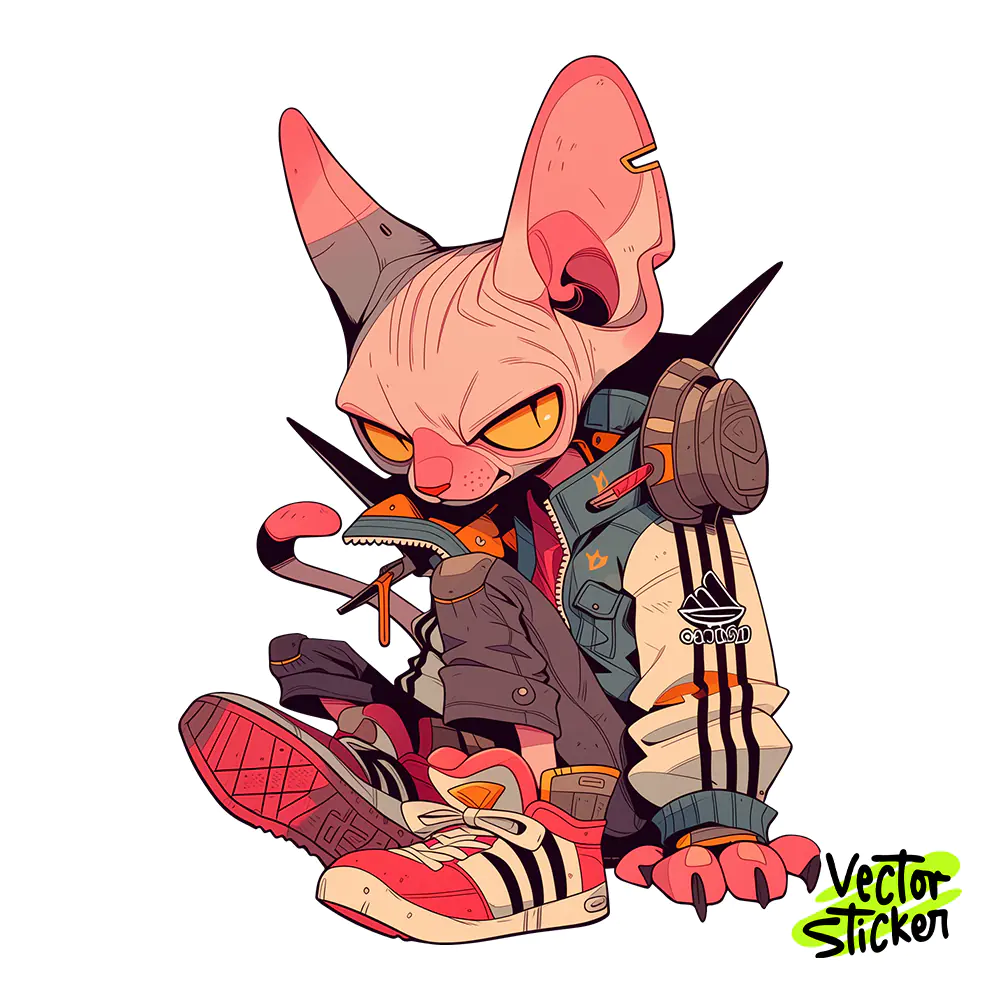 Sphynx Cat Streetwear Bomber Jacket Sticker Design | VectorSticker Free PNG Download