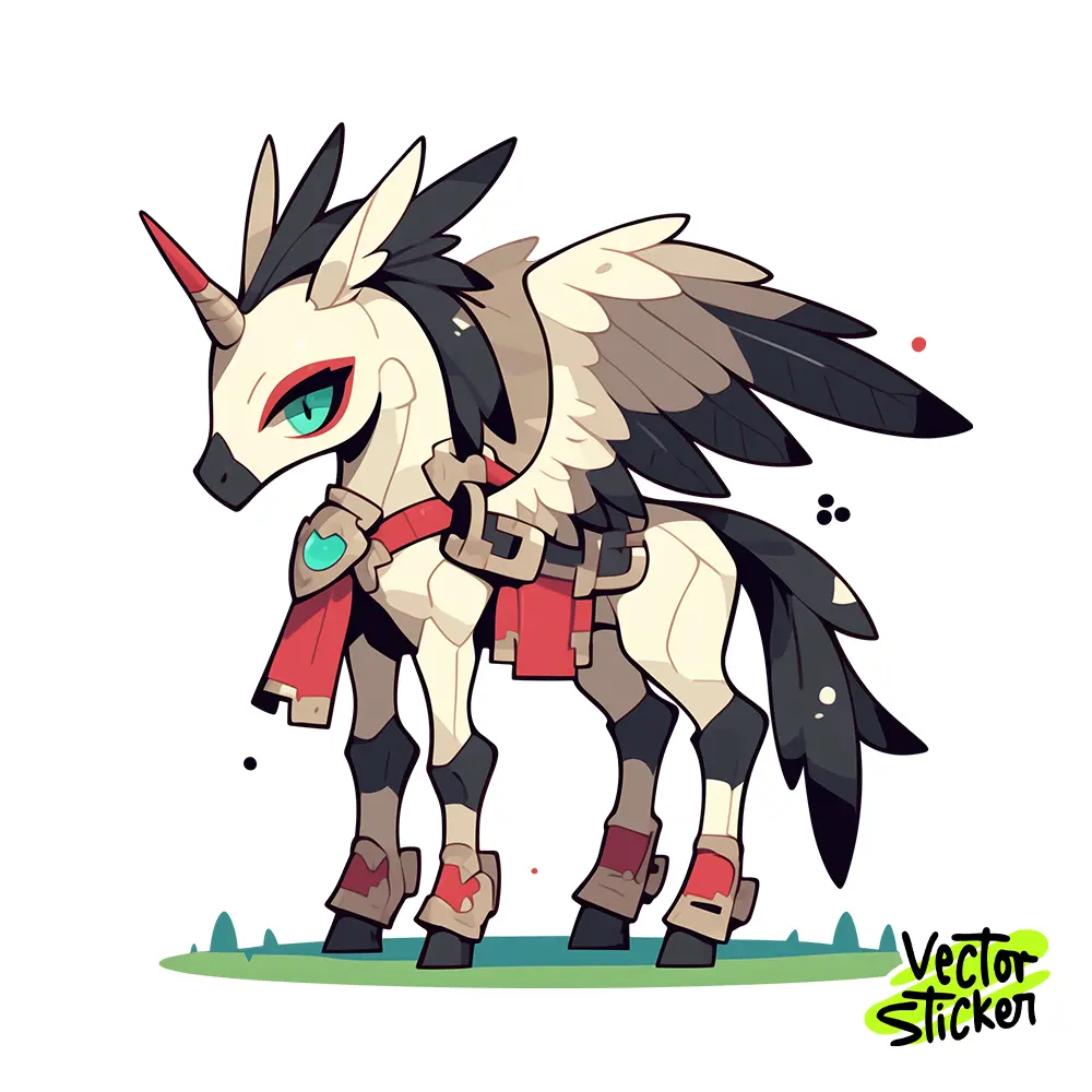 Winged Unicorn Illustration – Fantasy Style | VectorSticker Free PNG Download
