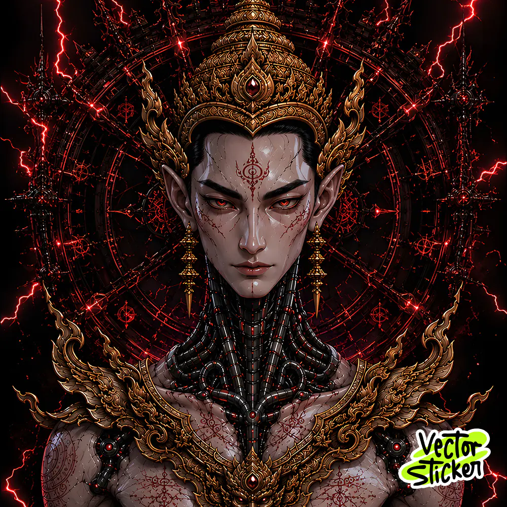 Burmese Traditional Deity Mobile Wallpaper – Cyberpunk | VectorSticker Free PNG Download