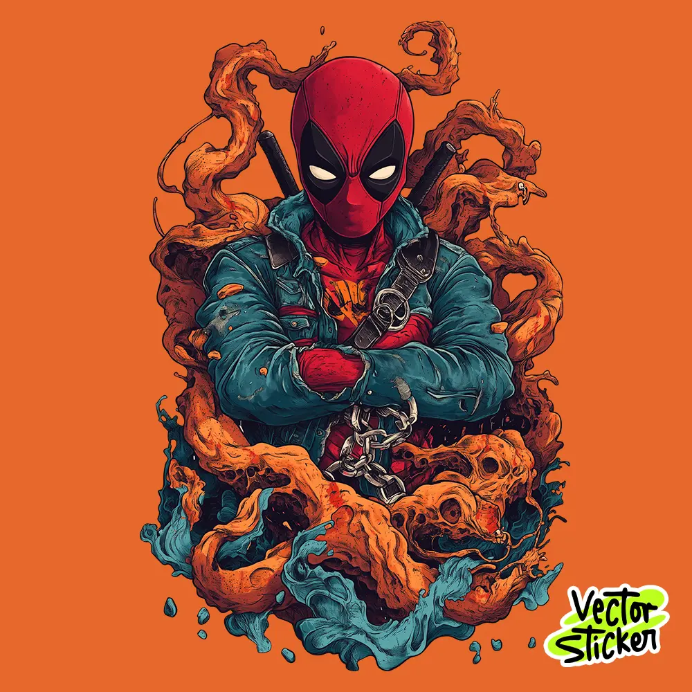 Deadpool Inspired Illustration Sticker
