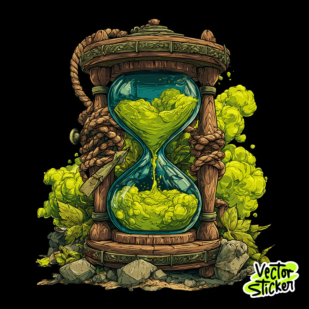 Magical Hourglass Neon Sand Tshirt Design – Surreal Synthwave Style | VectorSticker Free PNG Downloa