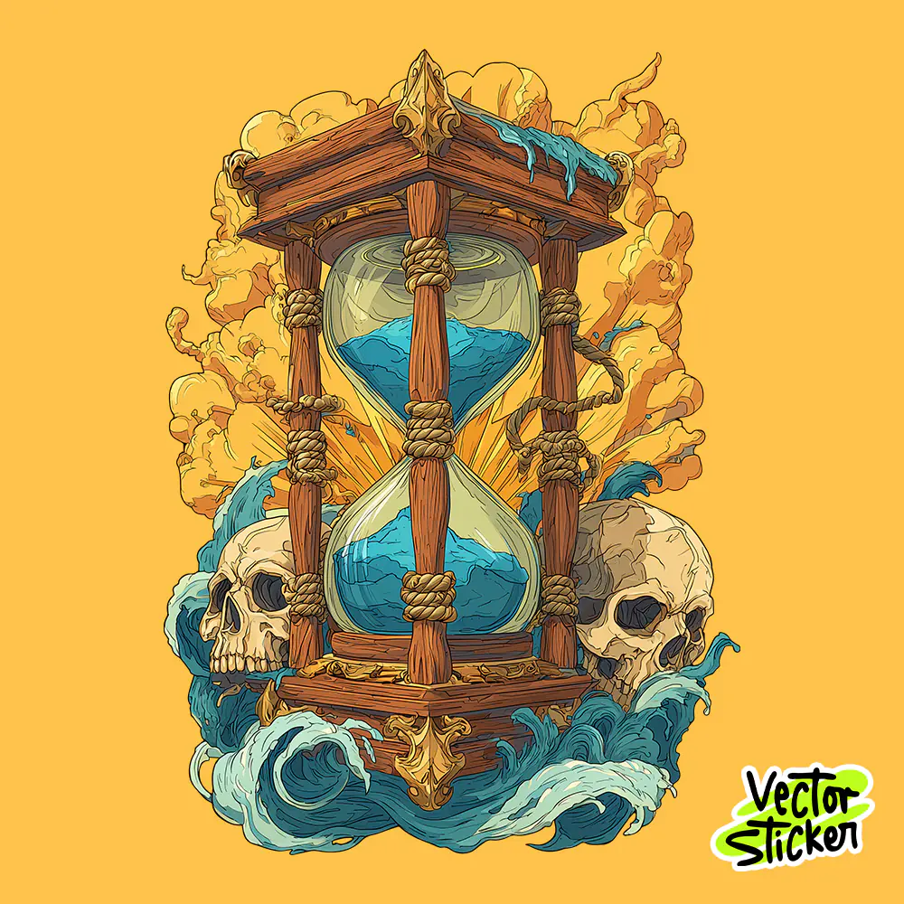 Animecore Death Hourglass Skull Tshirt Design | VectorSticker Free PNG Download