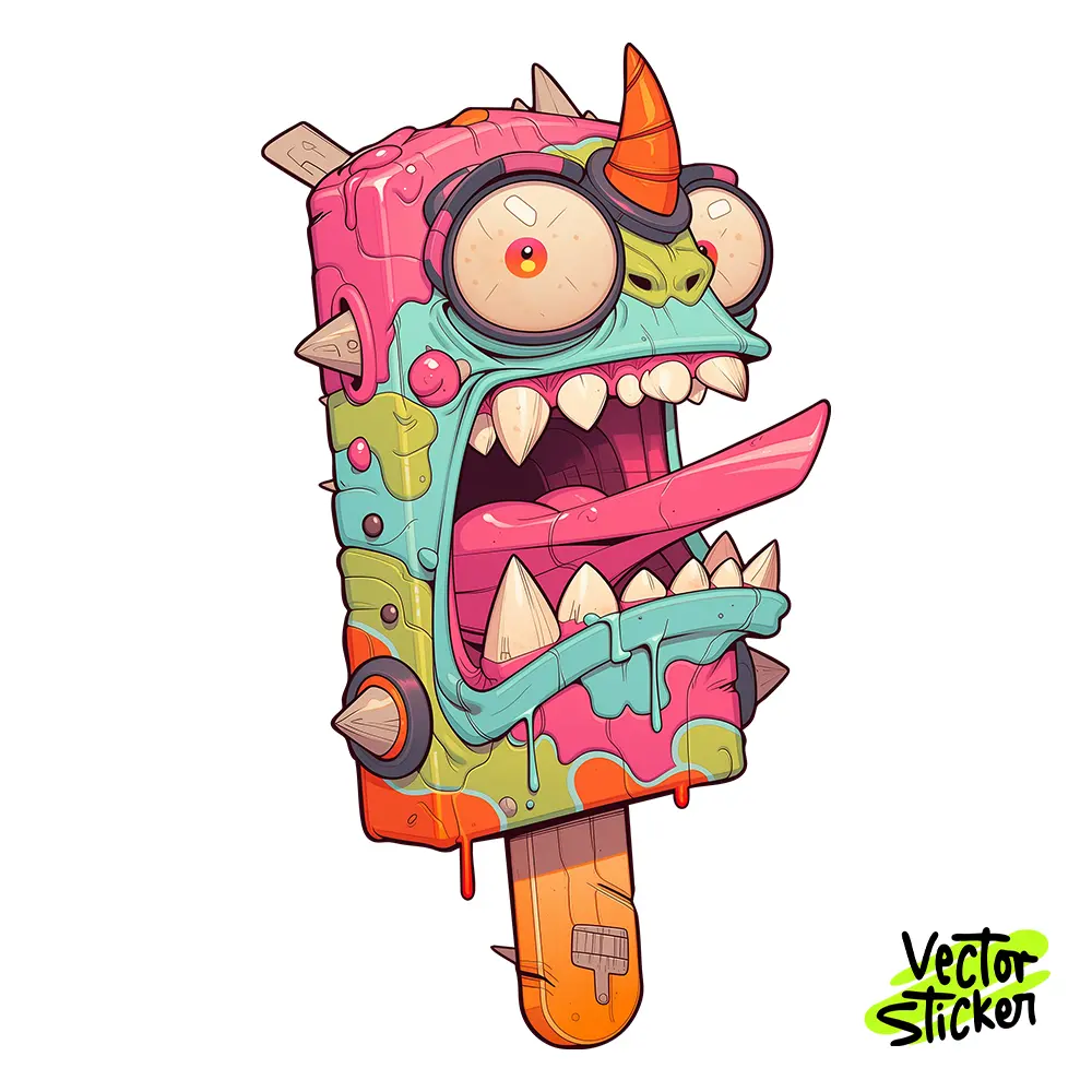 Pink Popsicle Monster Sticker Design – Urban Streetwear |Free PNG Download