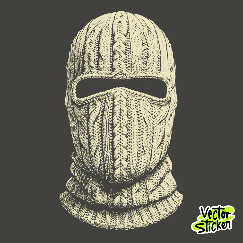 Knitted Ski Mask Monochrome Illustration for T-Shirt Design