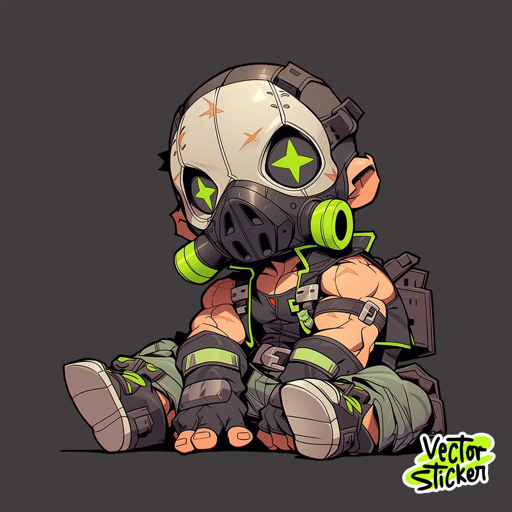 Sitting Chibi Bane Star-Eye Sticker Free PNG | VectorSticker