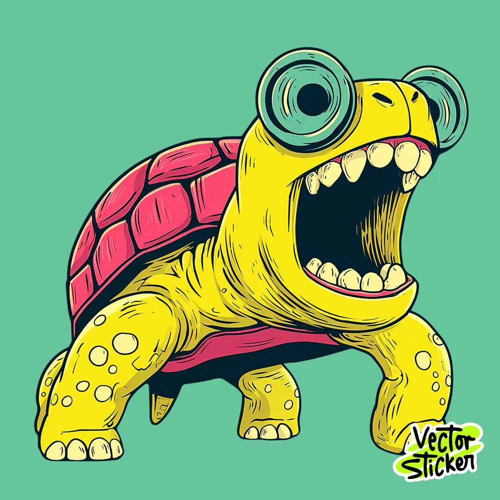 Screaming Crazy Turtle Mascot Sticker Free PNG | VectorSticker