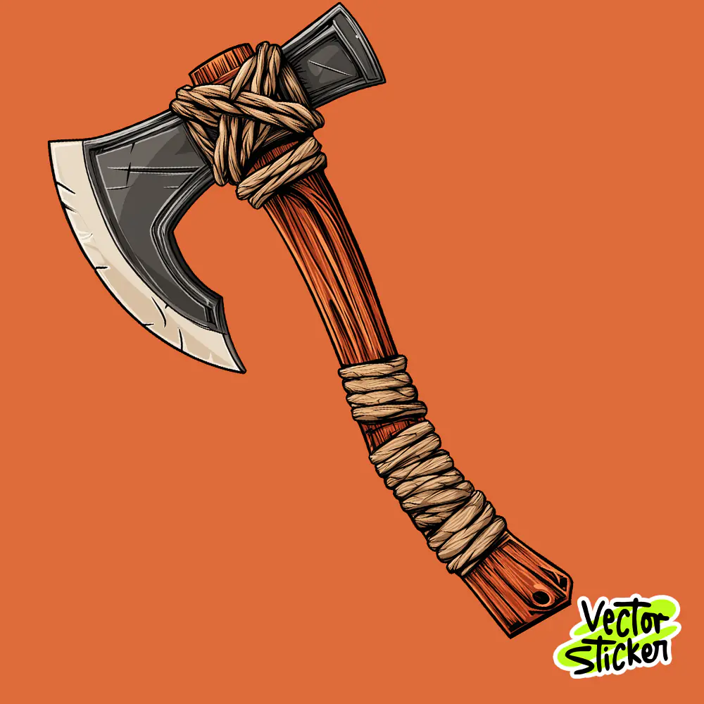 Viking Axe Sticker Vintage Rustic Illustration Design