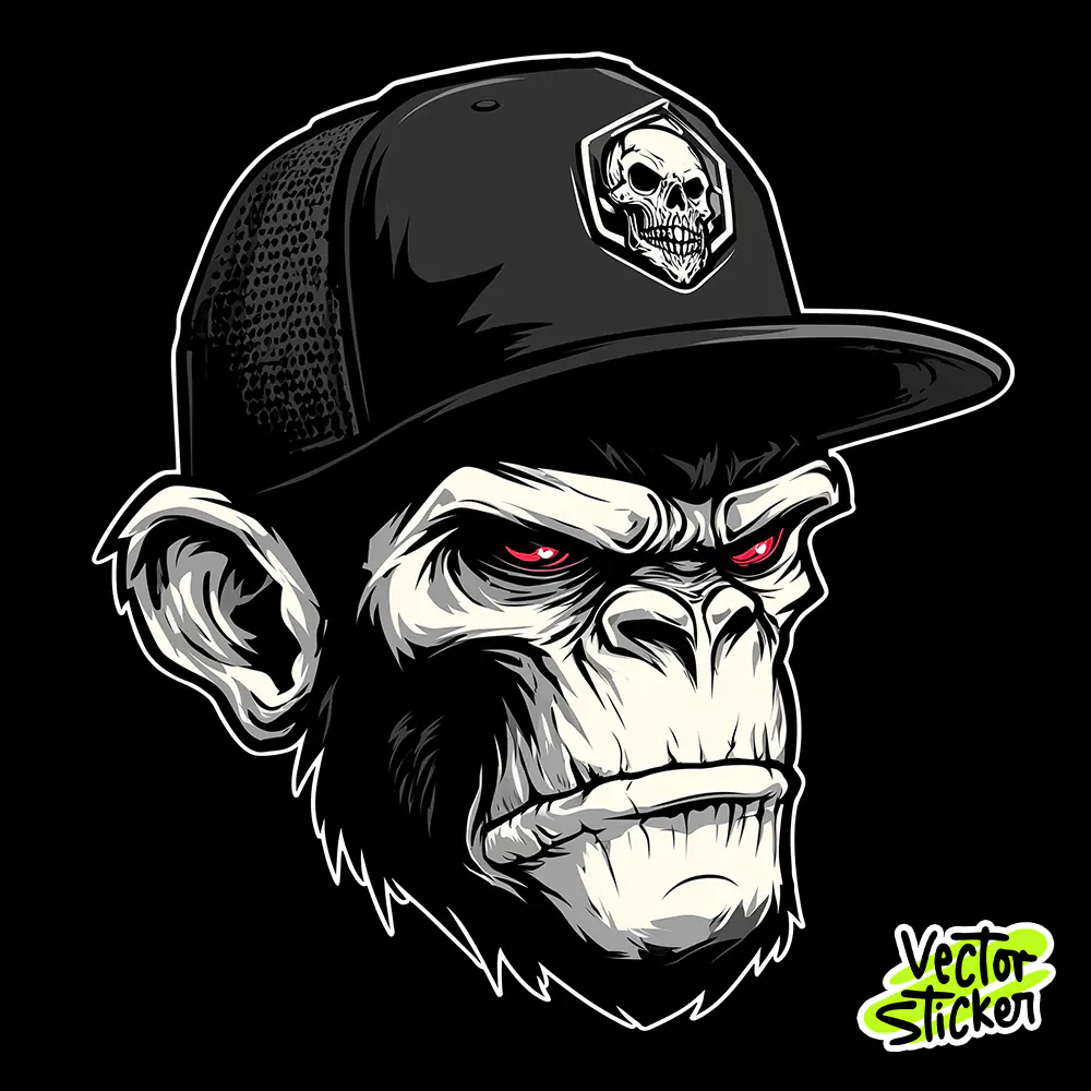Street Gorilla T Shirt Design with Cap | Free Urban Ape PNG