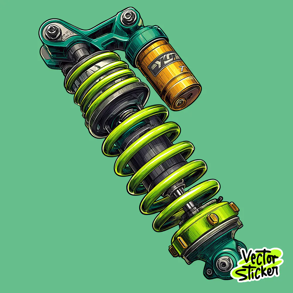 Chrome Shock Absorber Sticker Yellow Coil Classic Free PNG | VectorSticker