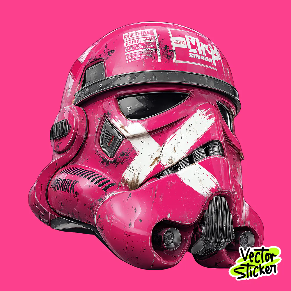 Neon Pink Sci-Fi Helmet Sticker – Free PNG Download