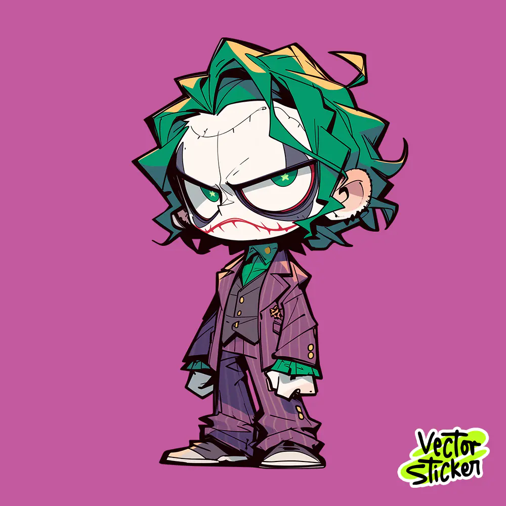 Chibi Joker Villain Sticker Free PNG | VectorSticker