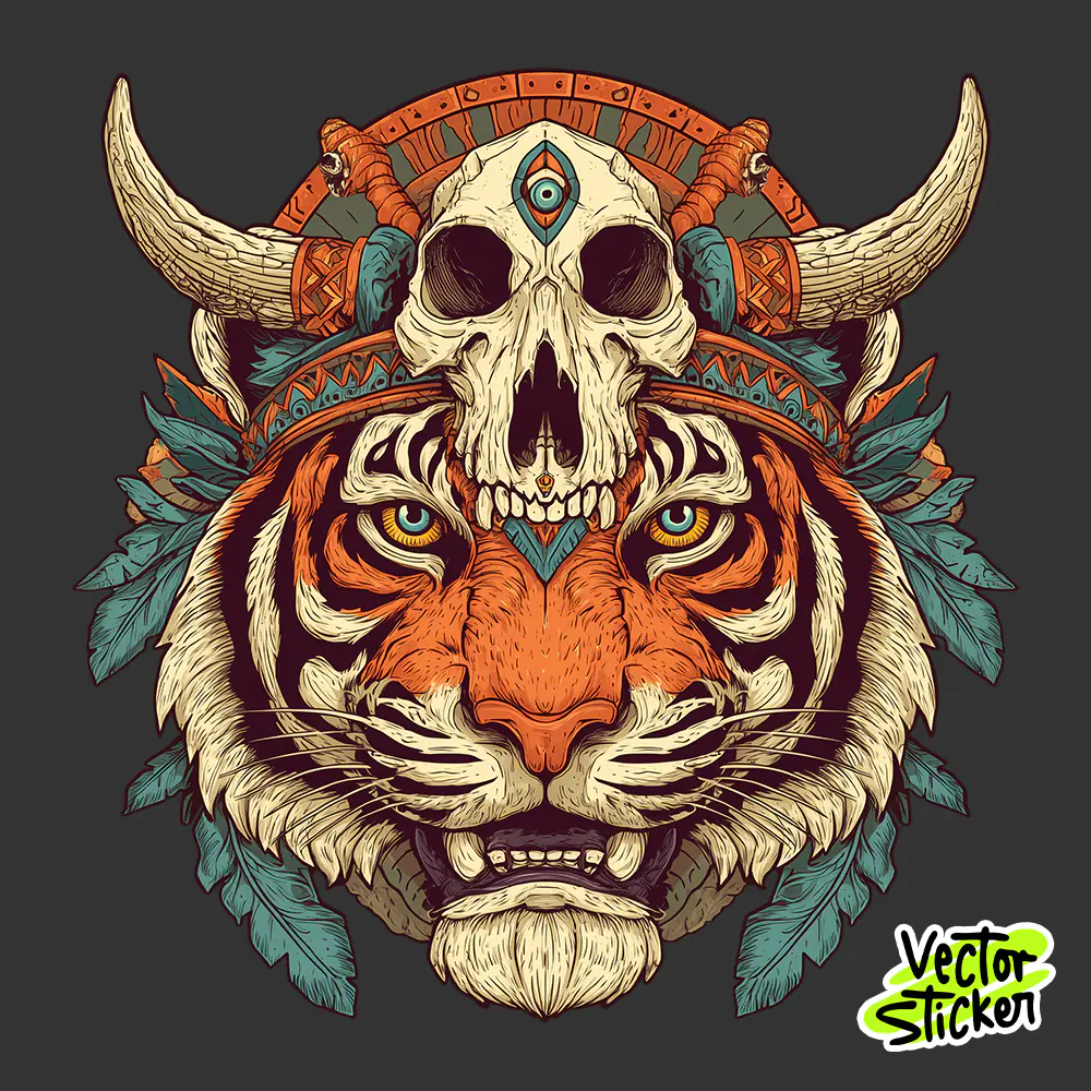 Free Vintage Tiger Skull T-Shirt Design | Retro Tattoo Style Vector