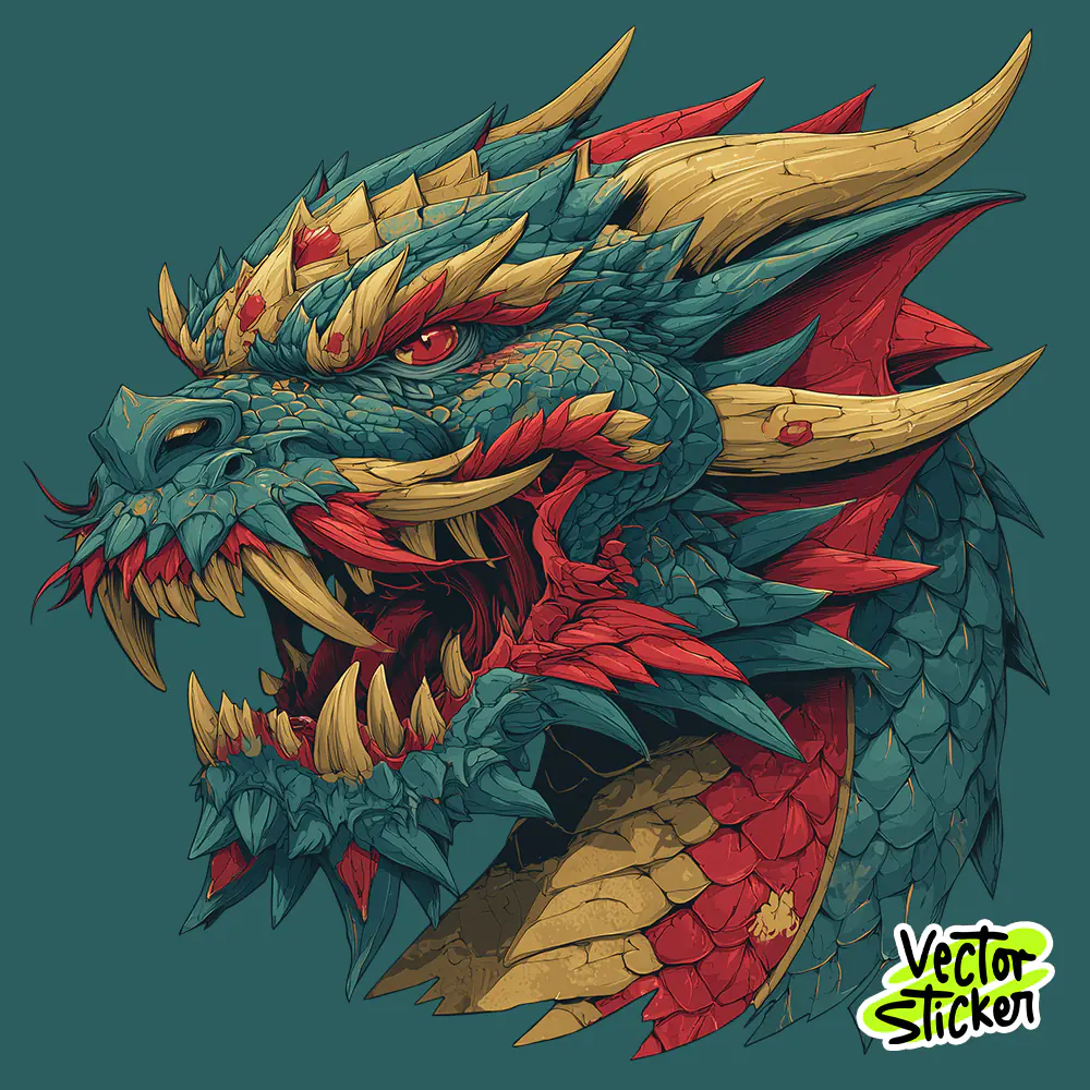 Vintage Dragon Head T-Shirt Design Vintage Retro Free PNG | VectorSticker