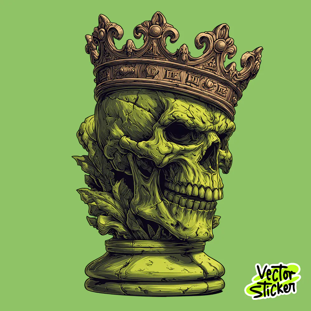 Skull King Chess Piece Illustration Gothic T-Shirt Design PNG