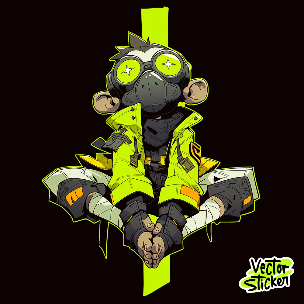 Neon Cyber Monkey T Shirt Design Streetwear Style