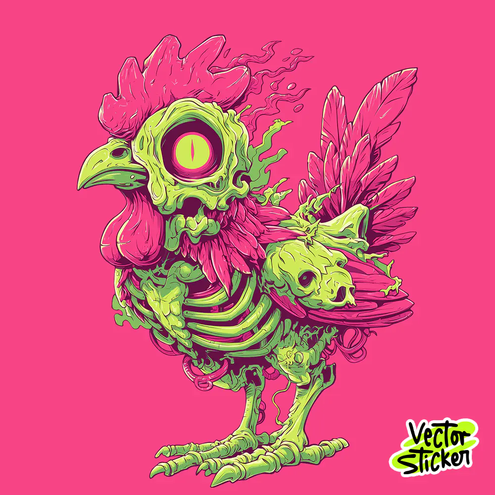 Crazy Multi-Eye Graffiti Hen T-Shirt Design Free PNG | VectorSticker