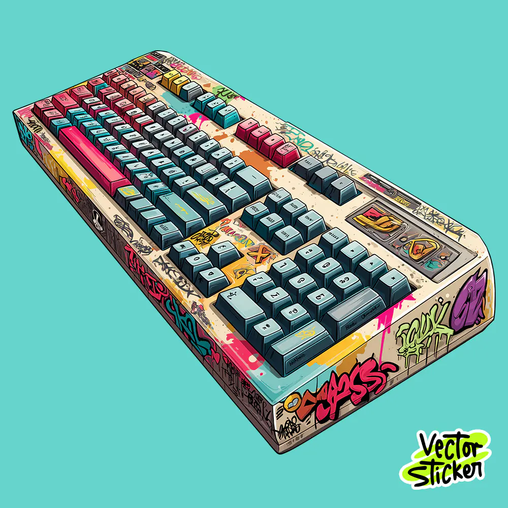 Classic Keyboard T Shirt Graffiti Retro Street Art Design
