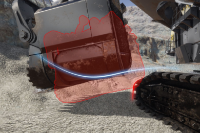 Komatsu reduces severity of dipper to track strikes with Track Shield 2
