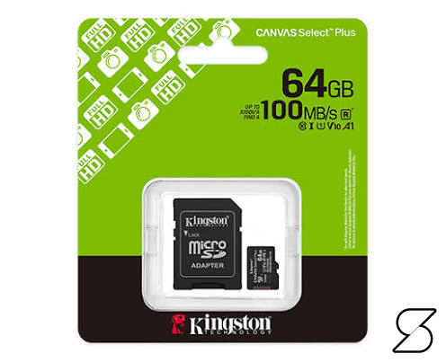 Kingston 64GB Canvas Select Plus UHS-I microSDXC Memory Card with SD Adapter